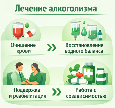 лечение алкоголизма в Кондрово этапы